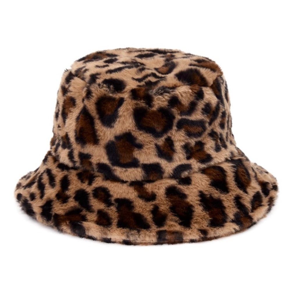 🐾JUNGLE FEVER🐾LUX PLUSH LEOPARD FAUX FUR BUCKET FISHERMAN’S HAT-NEW BOUTIQUE - Picture 3 of 11